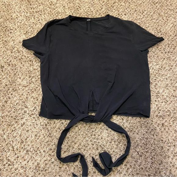 Lululemon Time to Restore Crop Tie Front Yoga Tee - Picture 2 of 5
